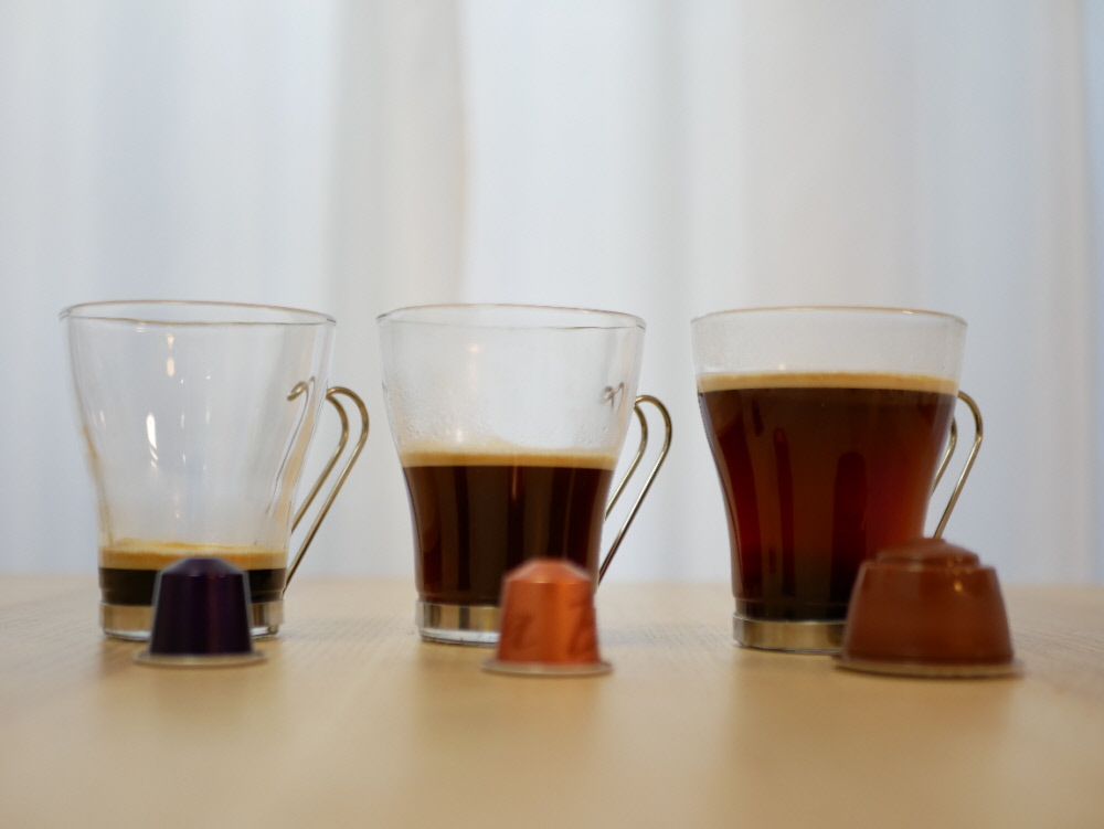 ドルチェグストとネスプレッソ（ルンゴ、インテンソ）のコーヒー量比較
